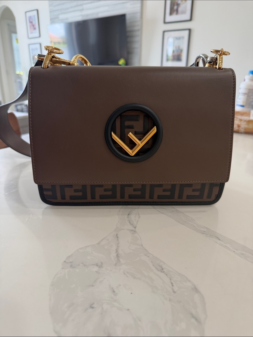 Fendi Brown Logo-Accent Crossbody Bag